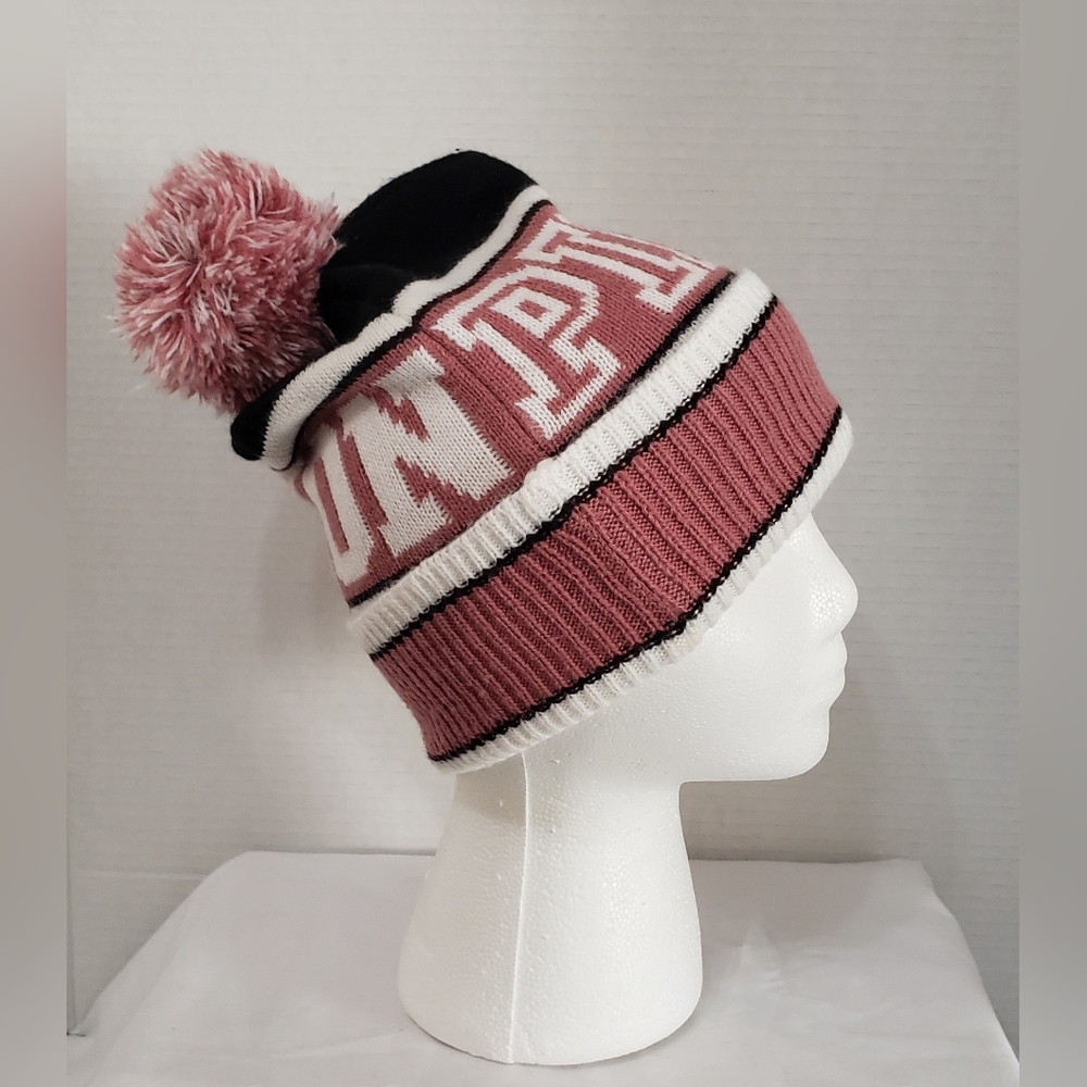 Victoria's Secret PINK Nation Beanie Hat Pink/White/Black Size:OS